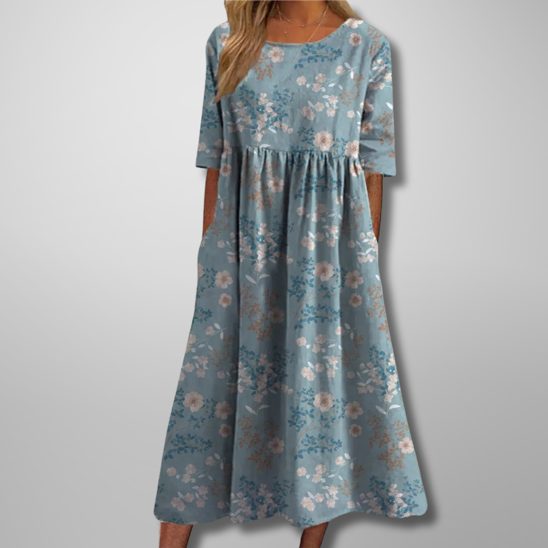 Women's Dress | Loose Fit Short Sleeve Midi