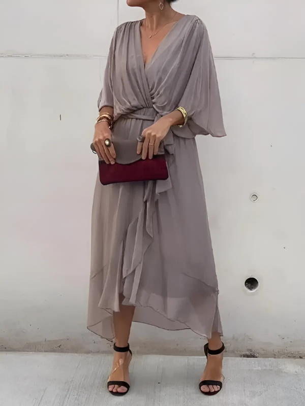 Women's Dress | Tie Waist V-Neck Maxi