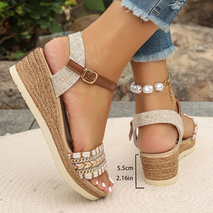 Garnet | Women's Boho Woven Cushioned Wedge Sandals