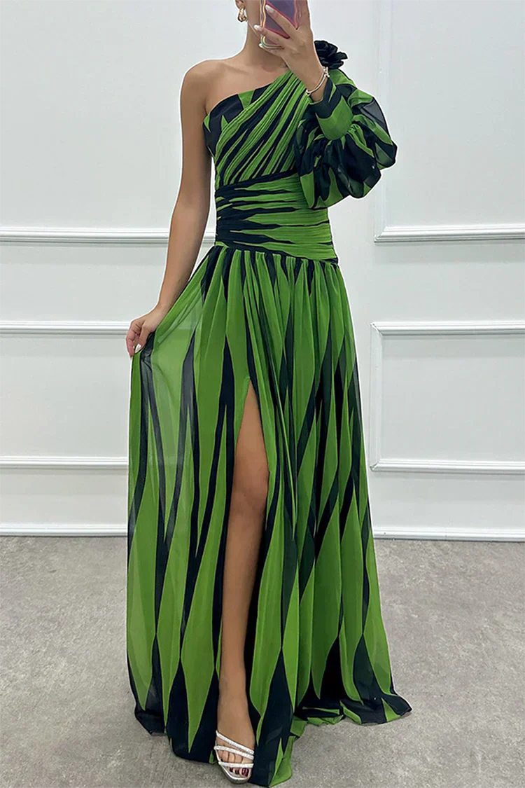 Women's Dress | Asymmetrical Single Sleeve Maxi