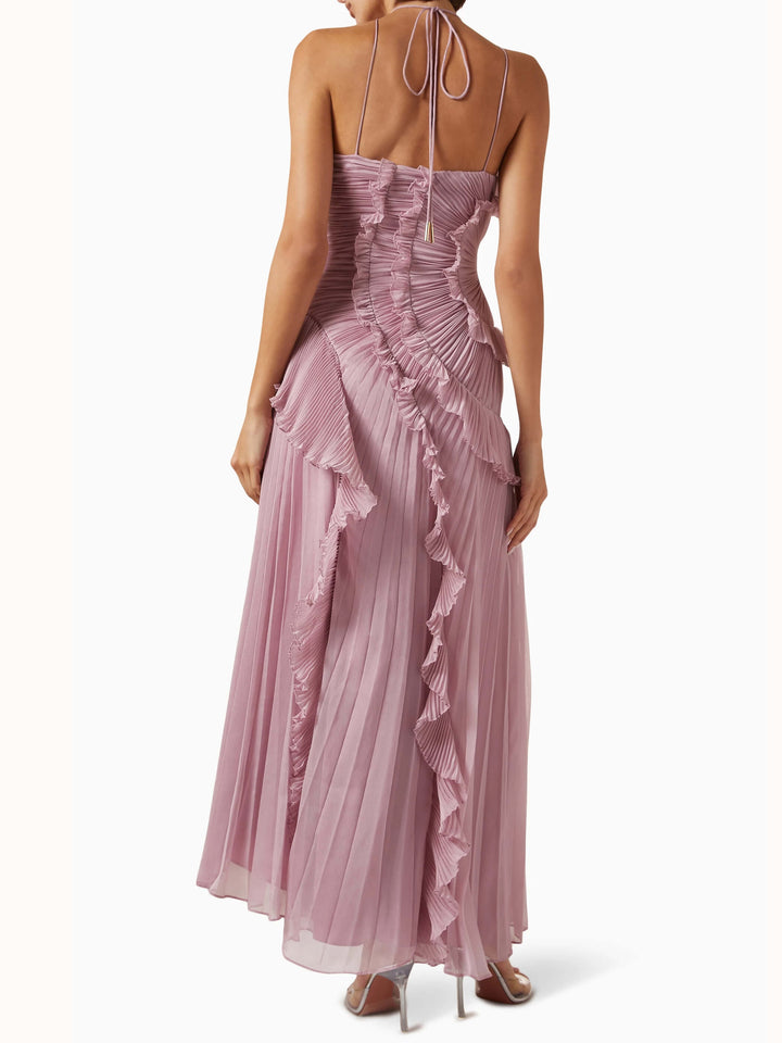 Avery - Asymmetric Sleeveless Pleated Maxi Dress