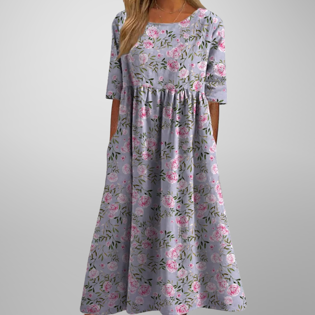Women's Dress | Loose Fit Short Sleeve Midi