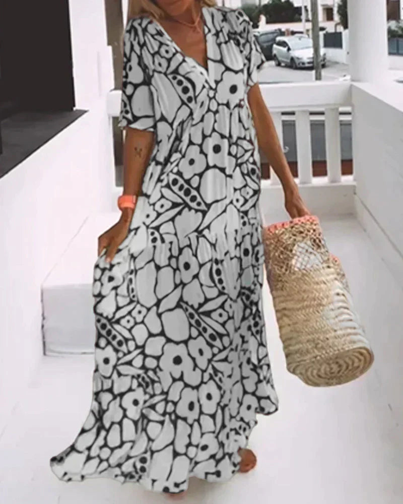 Women’s Summer Dress | Floral Maxi V Neck