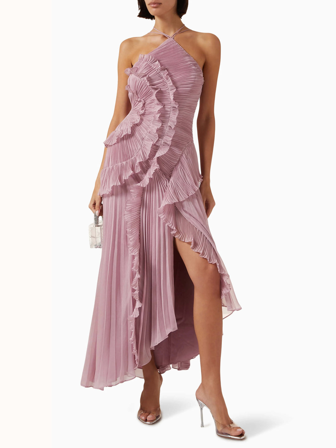 Avery - Asymmetric Sleeveless Pleated Maxi Dress