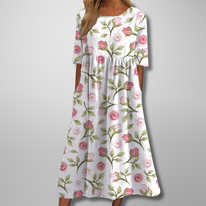Women's Dress | Loose Fit Short Sleeve Midi