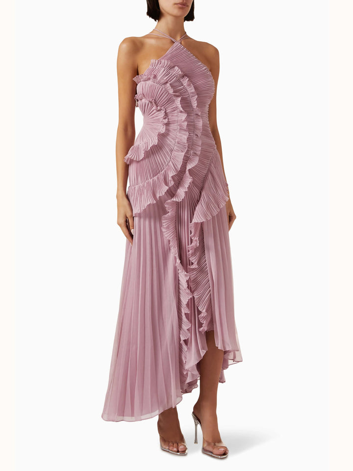 Avery - Asymmetric Sleeveless Pleated Maxi Dress