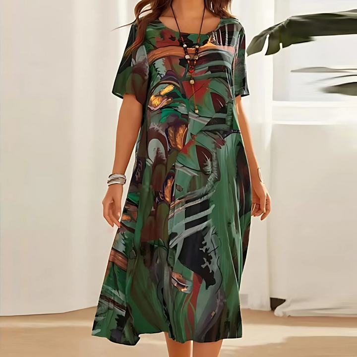Women's Dress | Printed Midi Short Sleeve