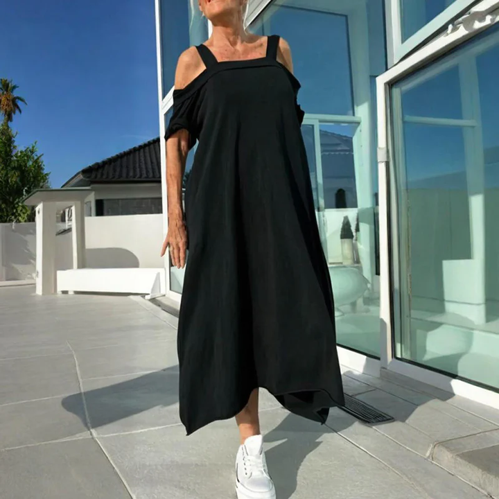 Women's Loose Casual Dress With Exposed Shoulders
