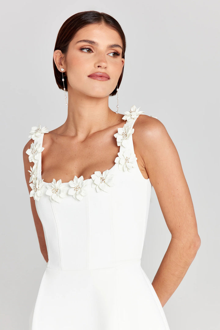 Floral Appliqué Summer Mini Dress