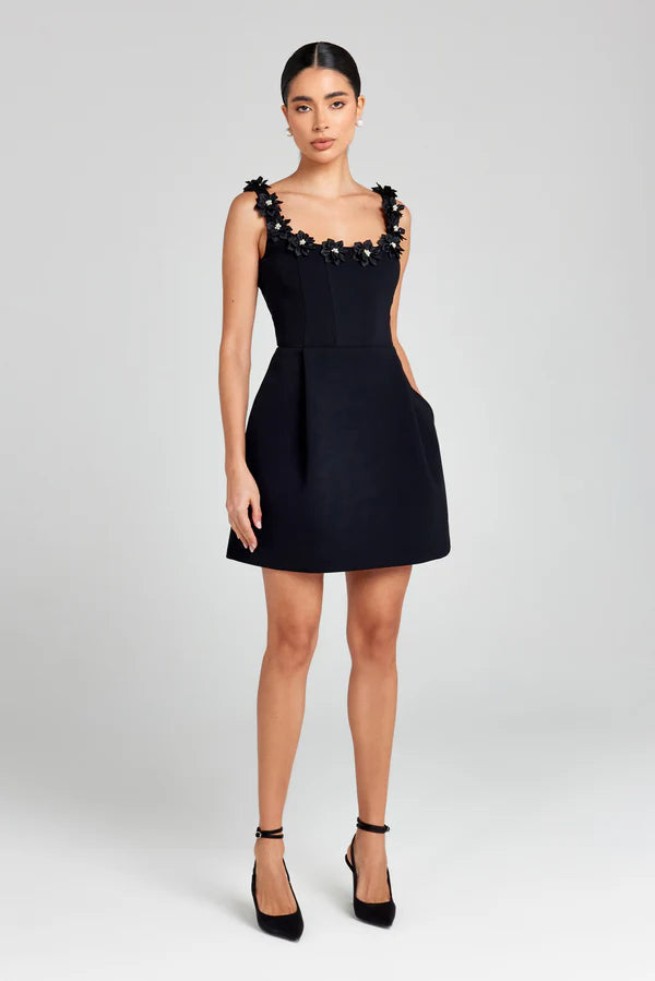 Floral Appliqué Summer Mini Dress