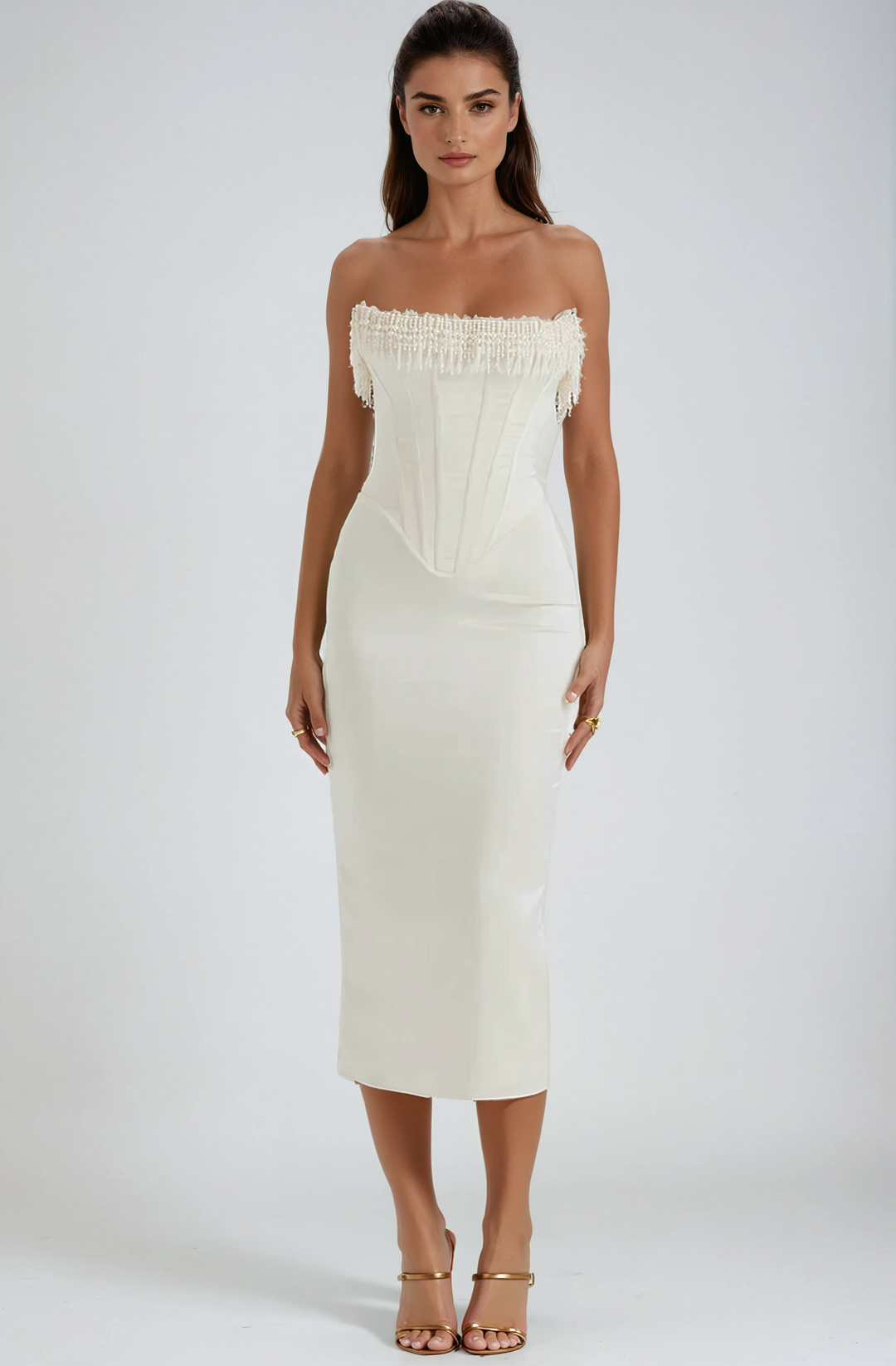 Bella Strapless Wedding Guest Maxi Dress