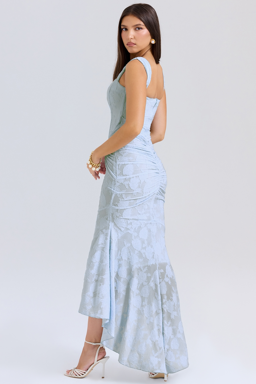 Lace Corset Wedding Guest Maxi Dress