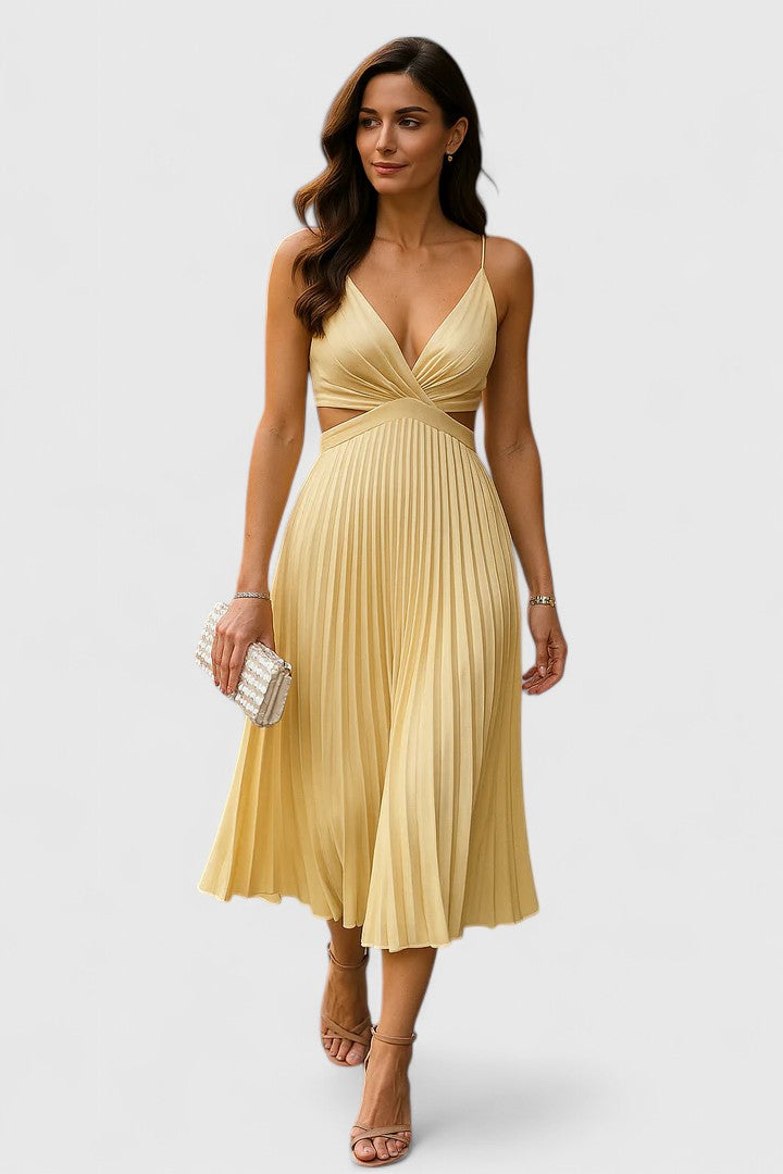 Karen - Elegant Sleeveless Pleated Wedding Guest Dress
