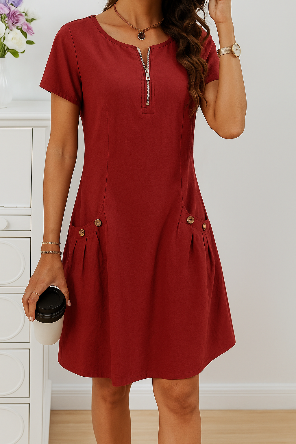 Women’s Summer Dress | Front Zip Detail