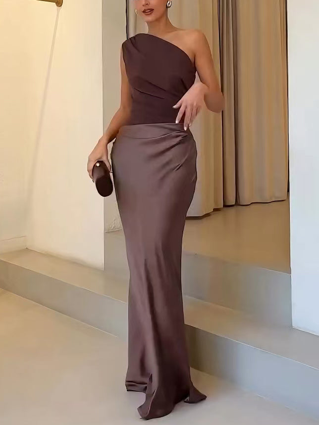 Women's Dress | Asymmetrical Neckline Maxi