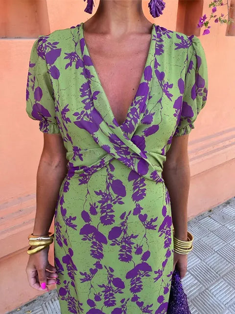 Women's Dress | Floral Print Short Sleeve