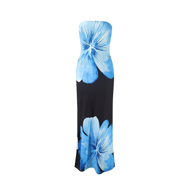 Strapless Floral Maxi Dress – Elegant Statement Evening Dress for Women