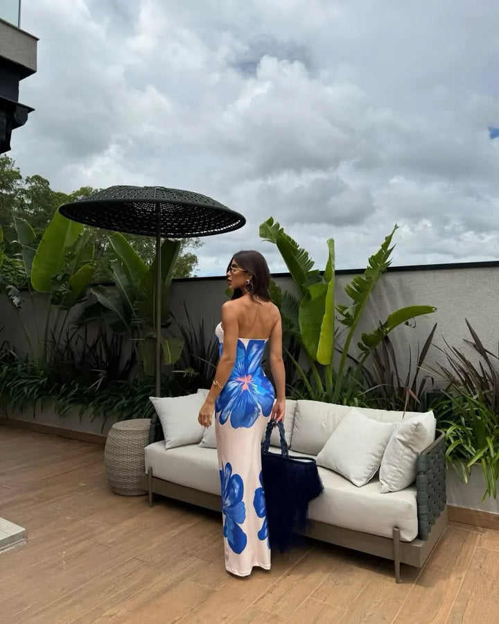 Strapless Floral Maxi Dress – Elegant Statement Evening Dress for Women