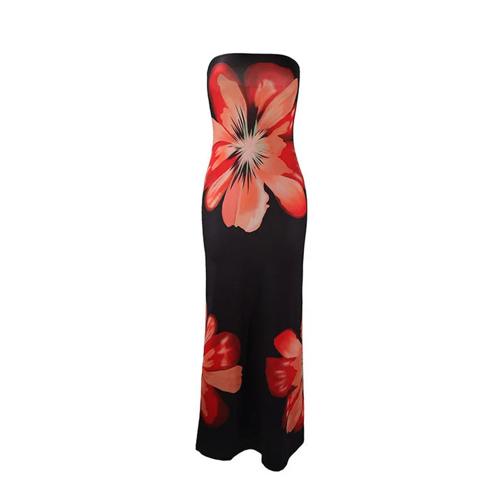 Strapless Floral Maxi Dress – Elegant Statement Evening Dress for Women
