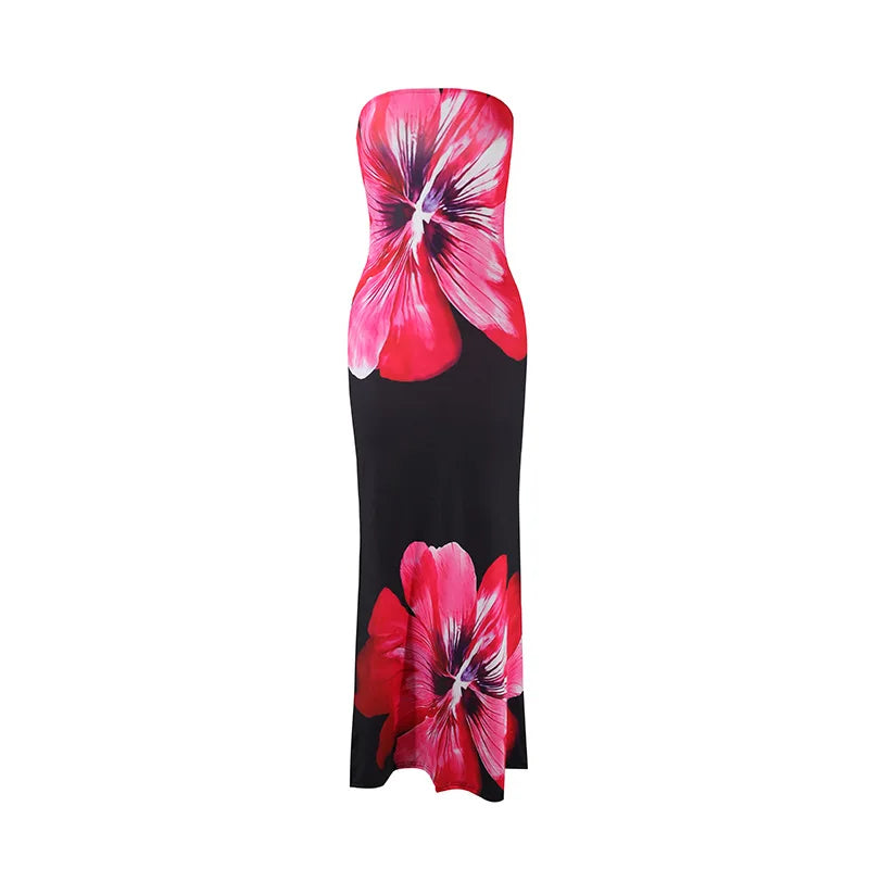 Strapless Floral Maxi Dress – Elegant Statement Evening Dress for Women