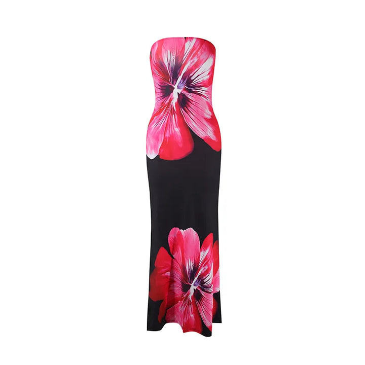 Strapless Floral Maxi Dress – Elegant Statement Evening Dress for Women