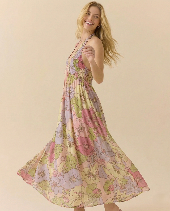 Women’s Floral Halter Maxi Beach Dress