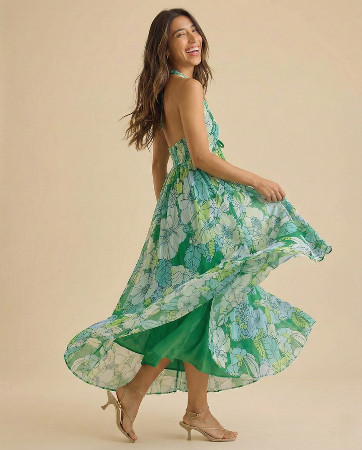 Women’s Floral Halter Maxi Beach Dress