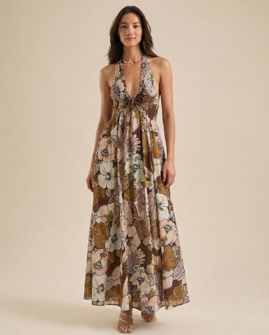 Women’s Floral Halter Maxi Beach Dress