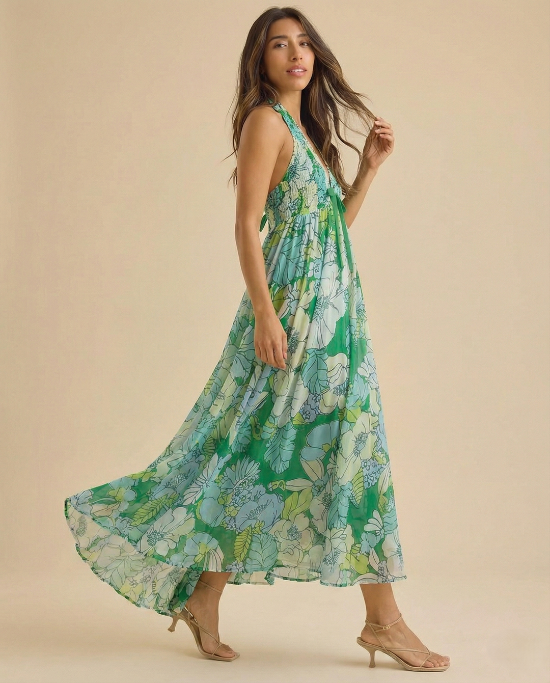 Women’s Floral Halter Maxi Beach Dress