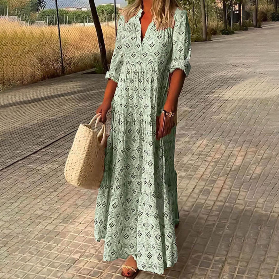 Grace™ | Long Sleeve Dress with Boho Print