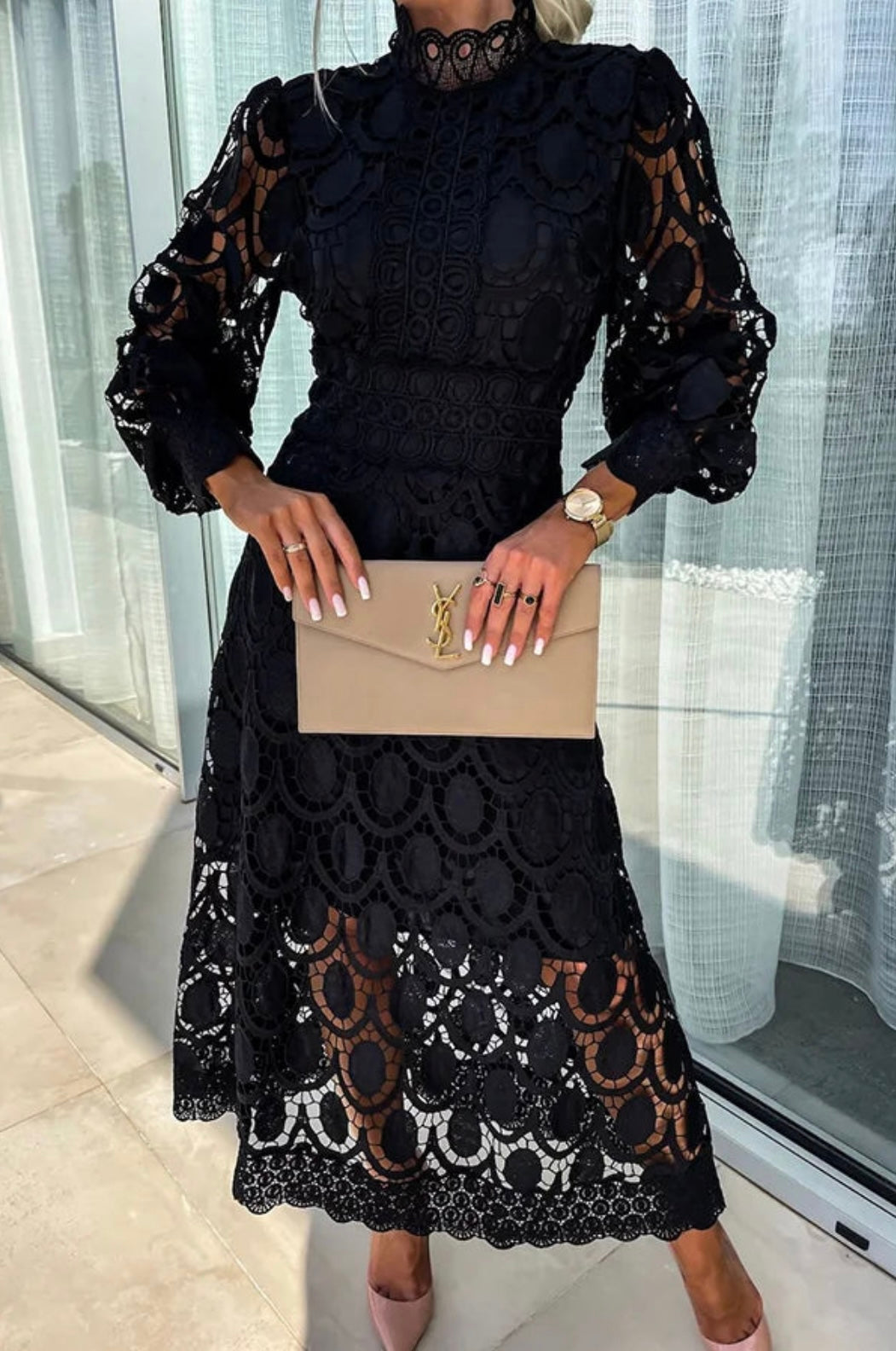 Women’s Dress | Structured Openwork Midi