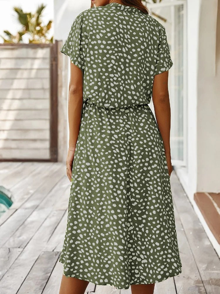 Women’s Summer Dress | Printed Midi Short Sleeves