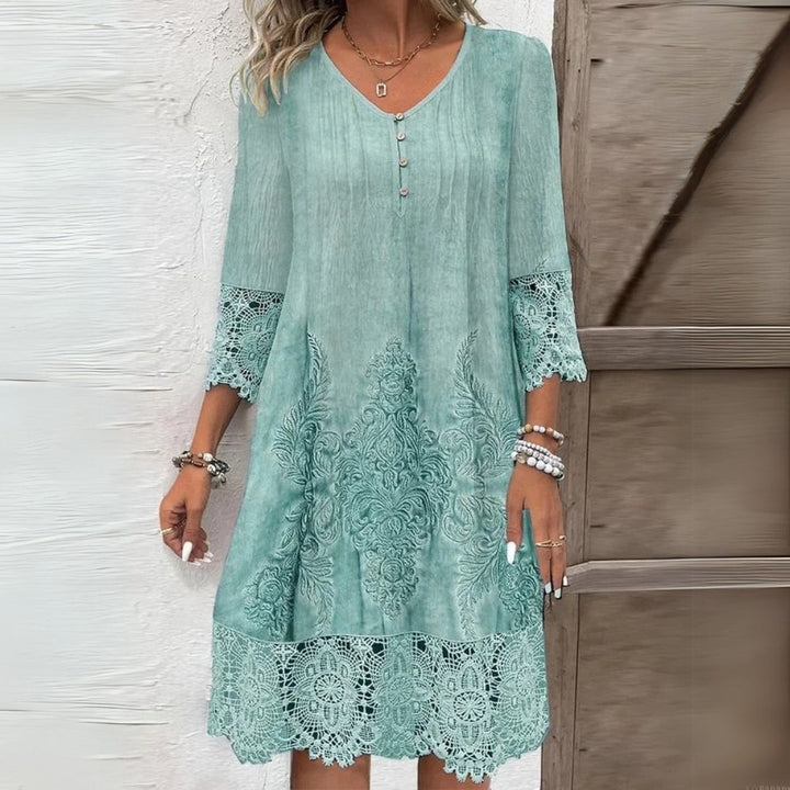 Women’s Dress | Embroidered V-Neck Midi
