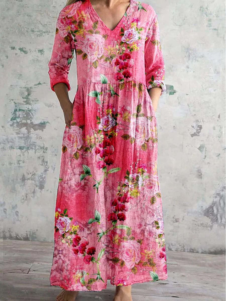 Women’s Dress | V-Neck Maxi Floral Print