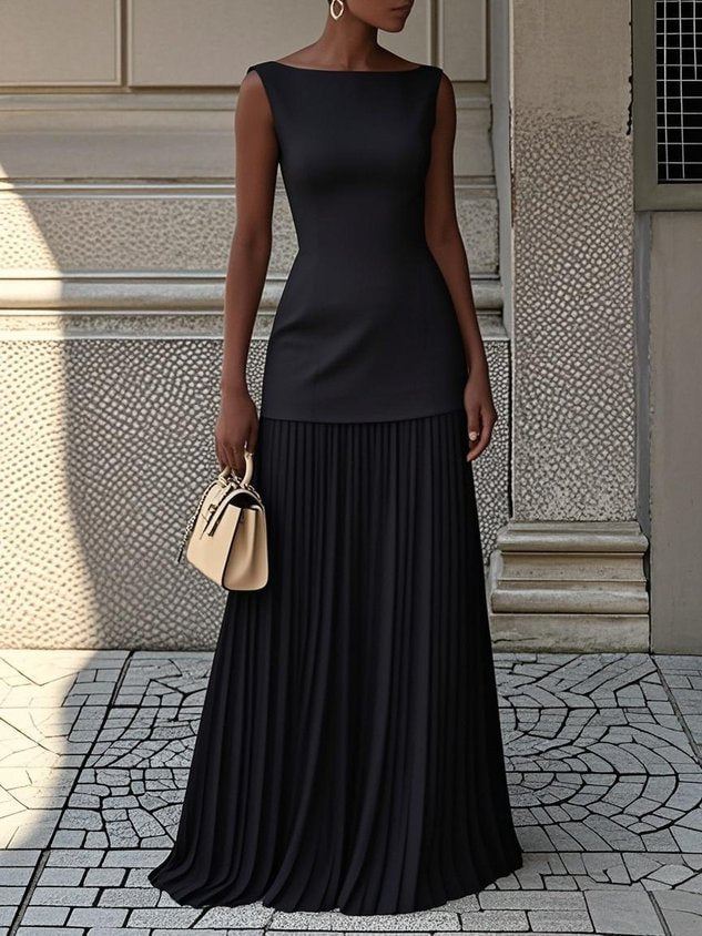 Women's Dress | Sleeveless Cut Pleated Maxi Skirt