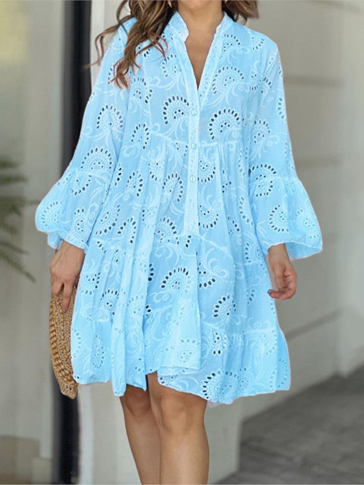 Fawna – Embroidered Tiered Mini Dress