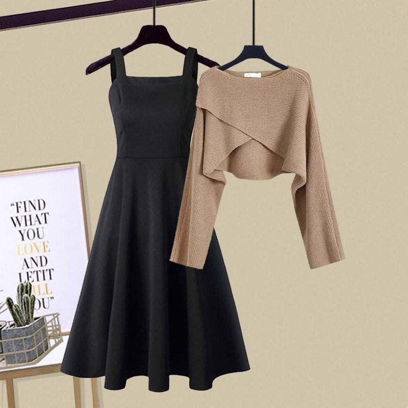 Women's Outfit Set | Cropped Cardigan and Sleeveless Midi