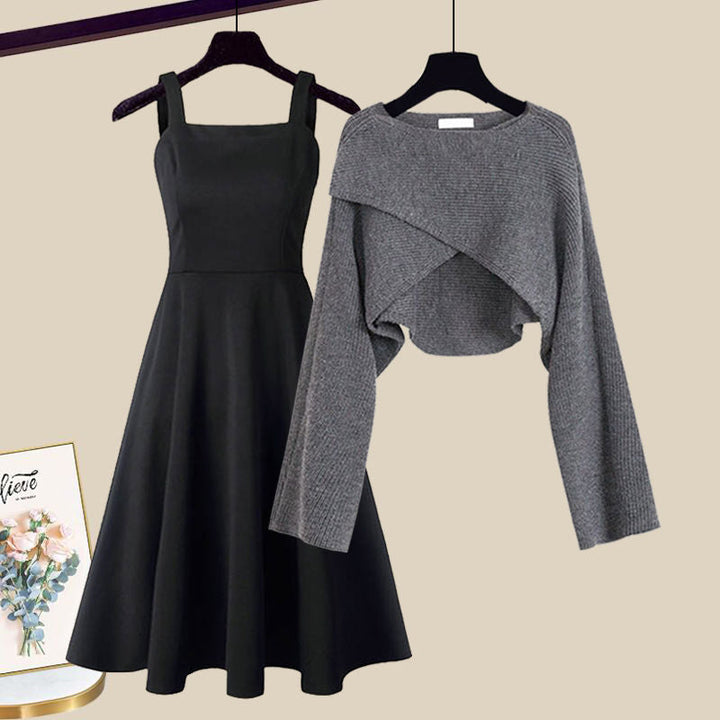 Women's Outfit Set | Cropped Cardigan and Sleeveless Midi