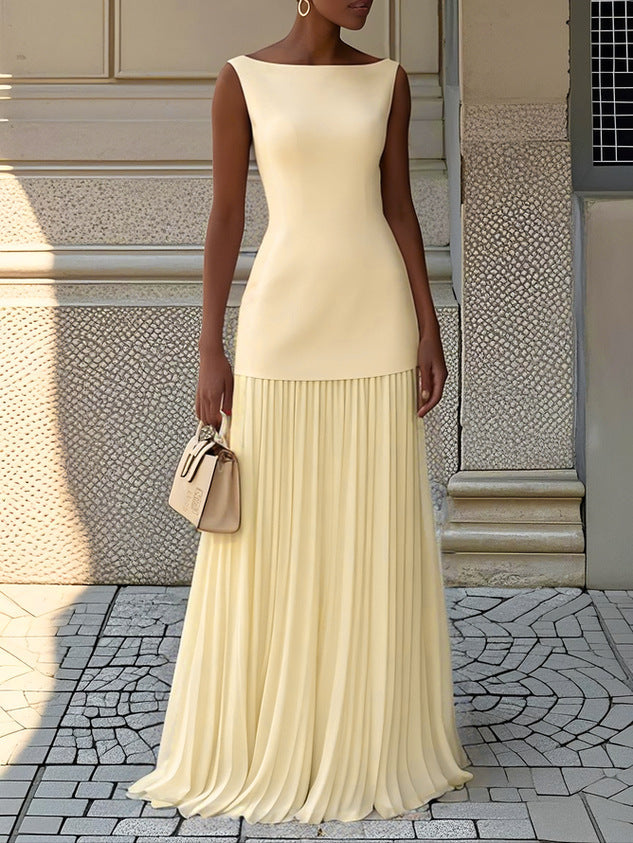 Women's Dress | Sleeveless Cut Pleated Maxi Skirt