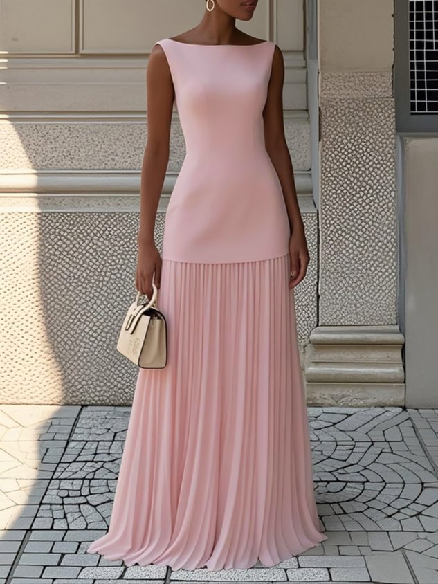 Women's Dress | Sleeveless Cut Pleated Maxi Skirt