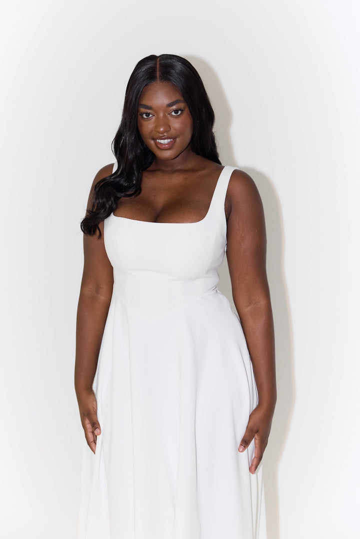 Women's Dress | Sleeveless Square Neck Midi