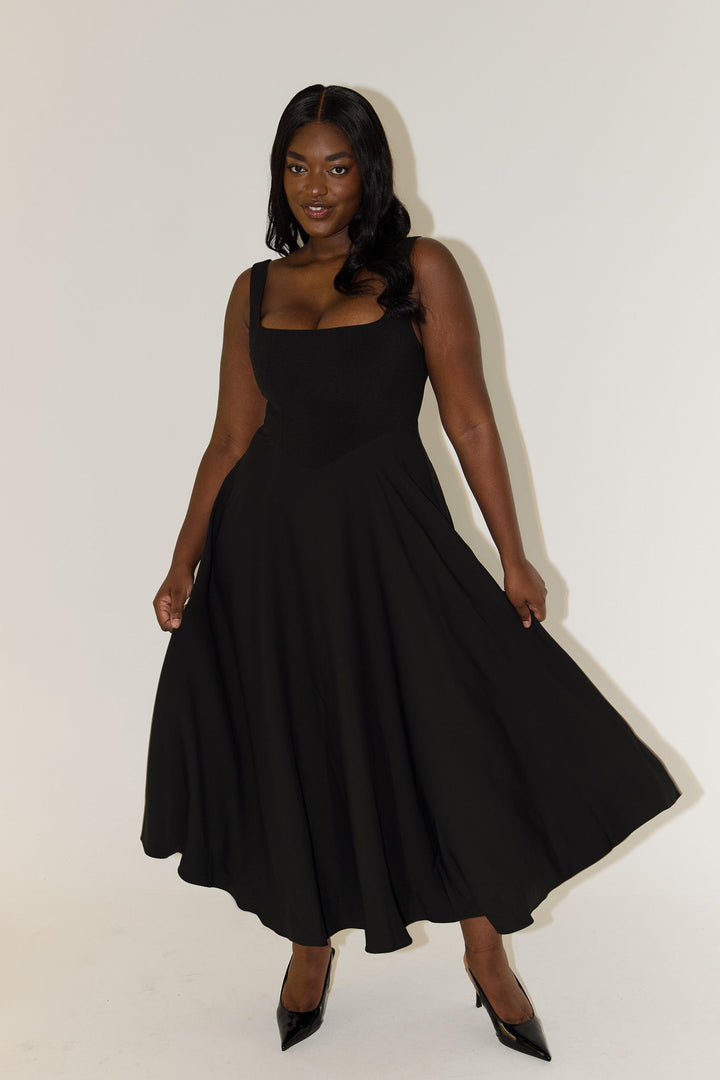 Women's Dress | Sleeveless Square Neck Midi