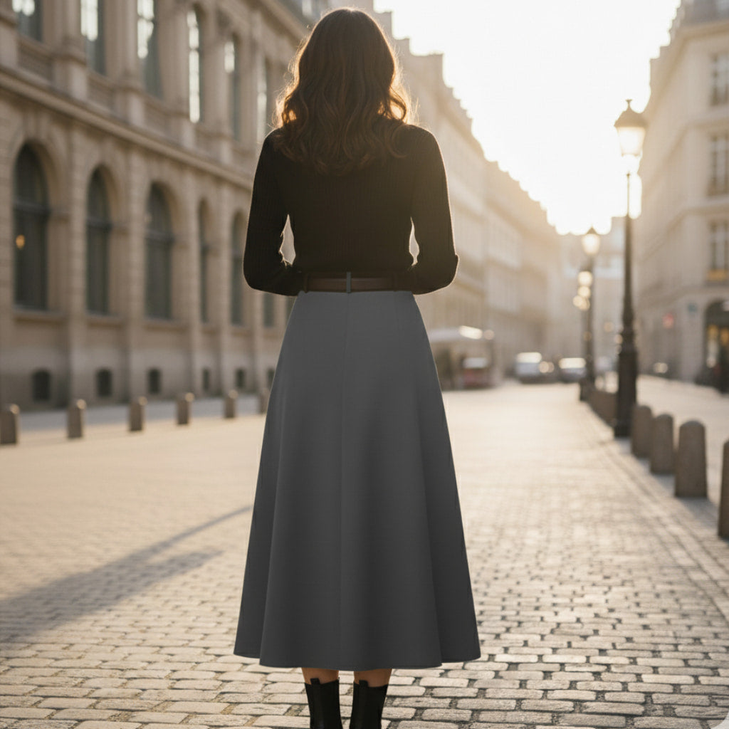 Bethany | Women’s Spring Pleated Belted Midi Skirt