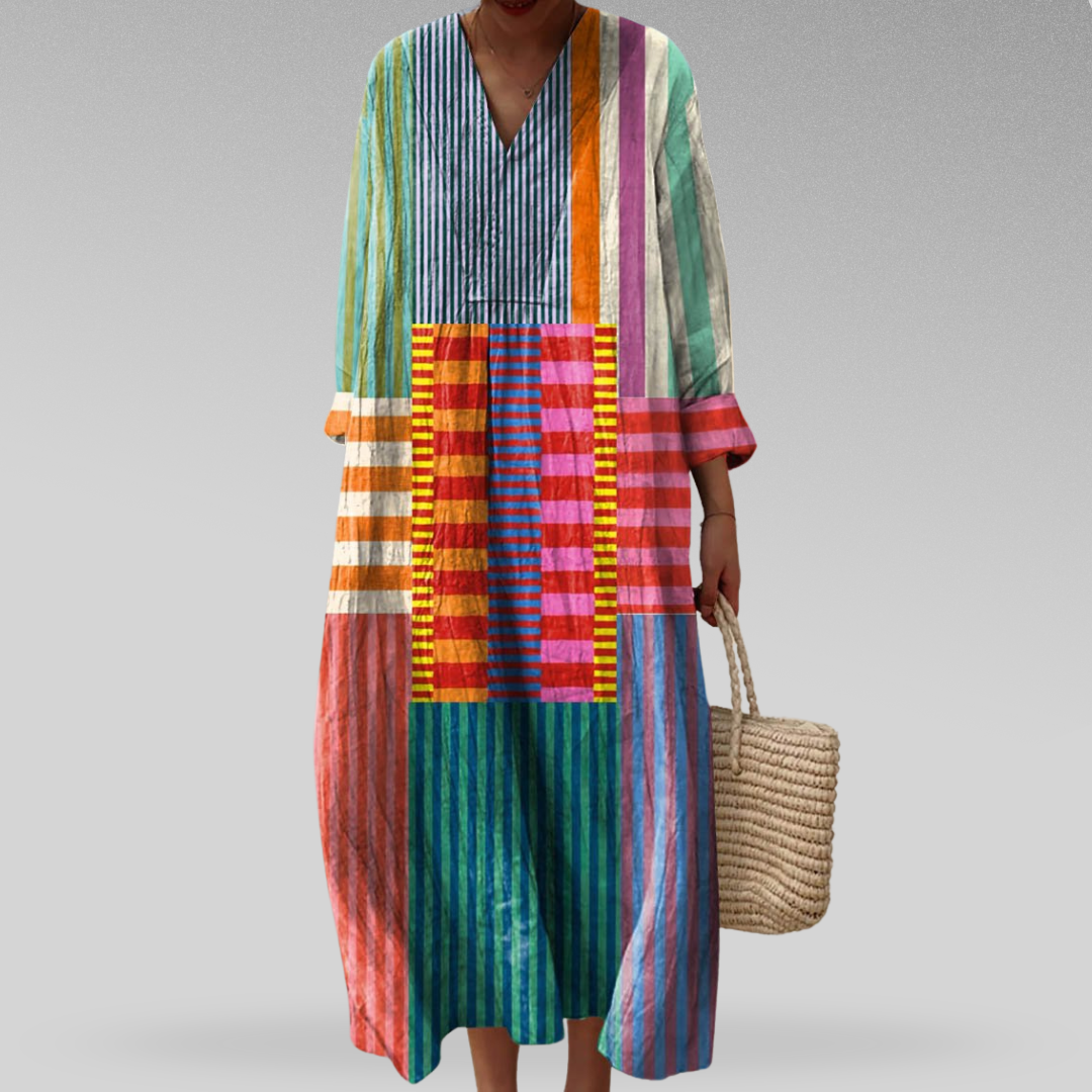 Women’s Dress | Geometric Long Sleeve Midi