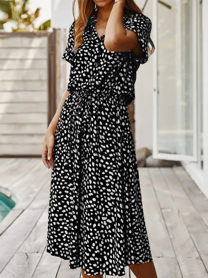 Women’s Summer Dress | Printed Midi Short Sleeves