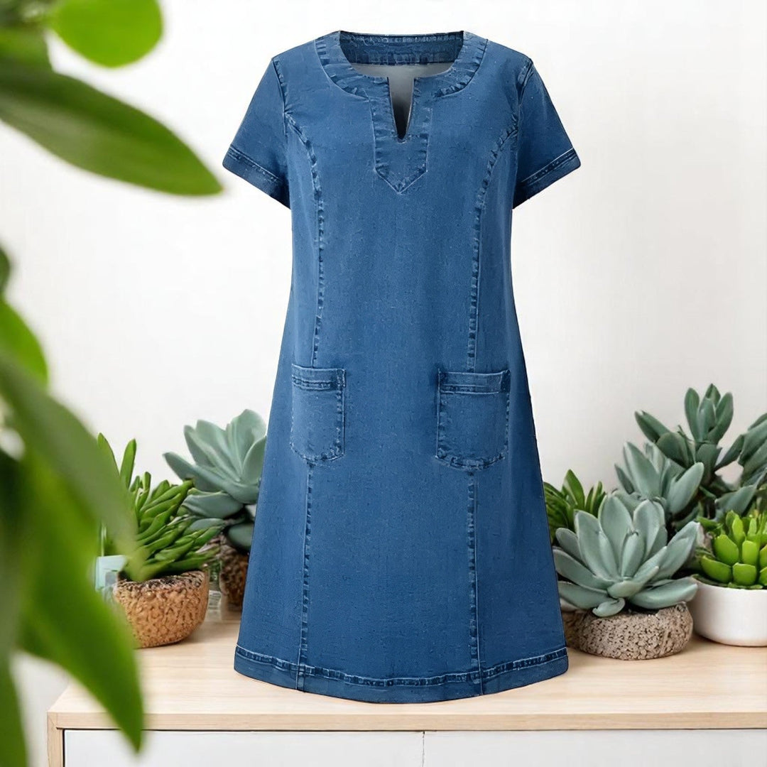 Women's Dress | Split Neckline with Stitched Trim