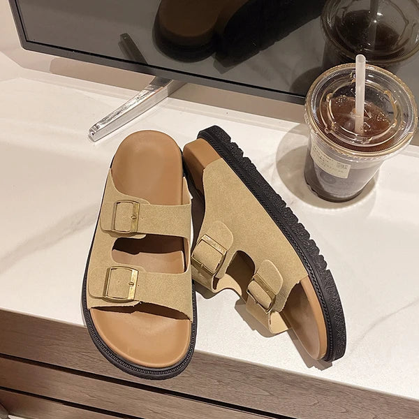 Solange | Women's Cushioned Slip-On Buckle Sandals