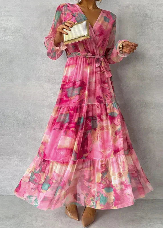 Women’s Dress | Long Sleeve V-Neck Tie Waist