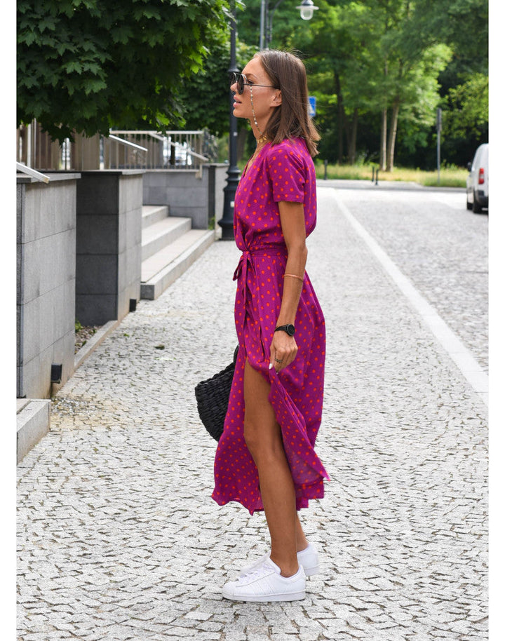 Women's Dress |  Wrap Front Design Tie Waist Belt