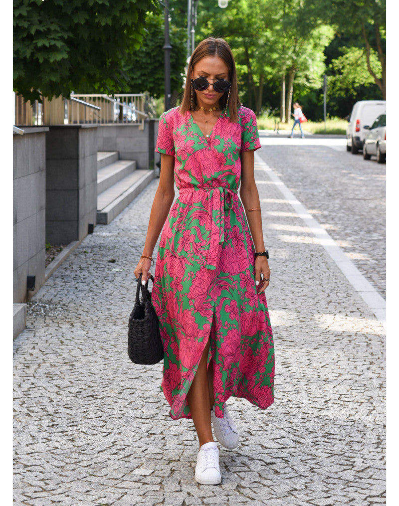 Women's Dress |  Wrap Front Design Tie Waist Belt
